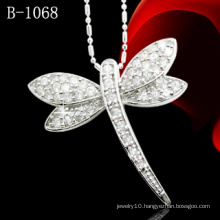 925 Sterling Silver Jewelry Micro Pave Dragonfly Pendant